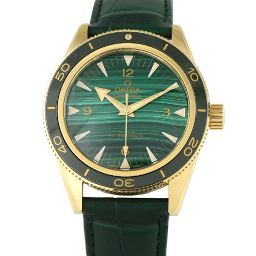 Omega Seamaster 300 Malachite Dial Yellow Gold Watch