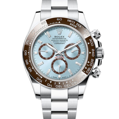 Rolex Daytona Ice Blue Baguette Diamond Dial Platinum Oyster Watch