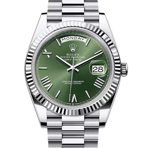 Rolex Day-date 40 Olive Green Dial Platinum President Watch