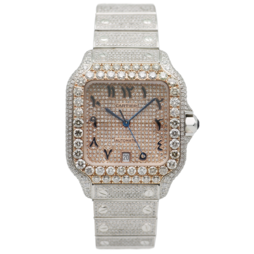 Cartier Santos Iced Out Steel / Rose Gold WSSA0018 - 2021