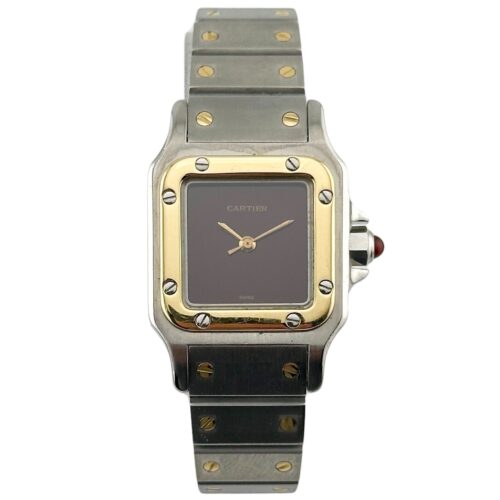 Cartier Santos Carree Lady Burgundy Steel / Gold